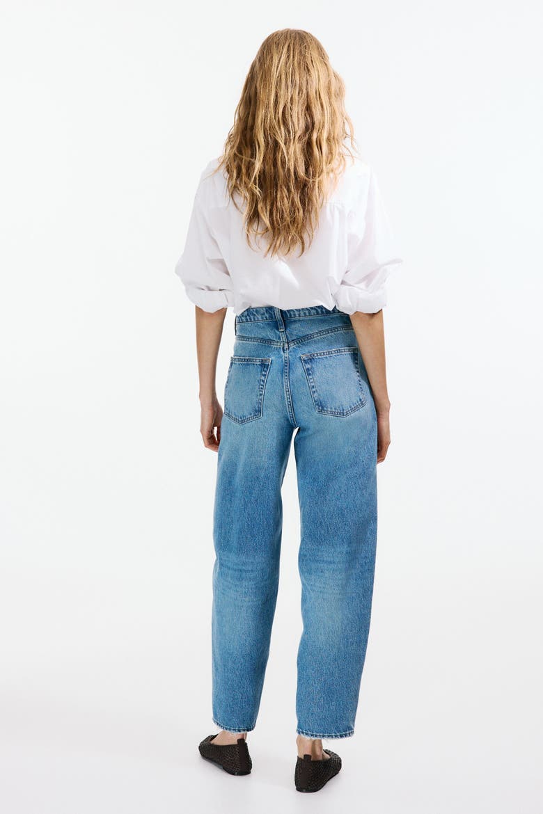High-waist Barrel-leg Ankle Jeans, Alternate, color, Light denim blue