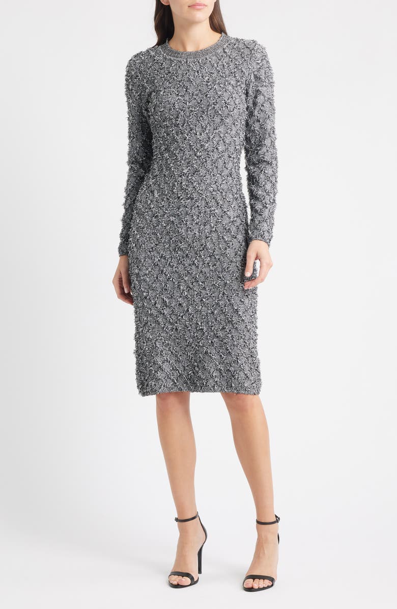 KOBI HALPERIN Apollo Fringe Long Sleeve Sweater Dress, Main, color, 