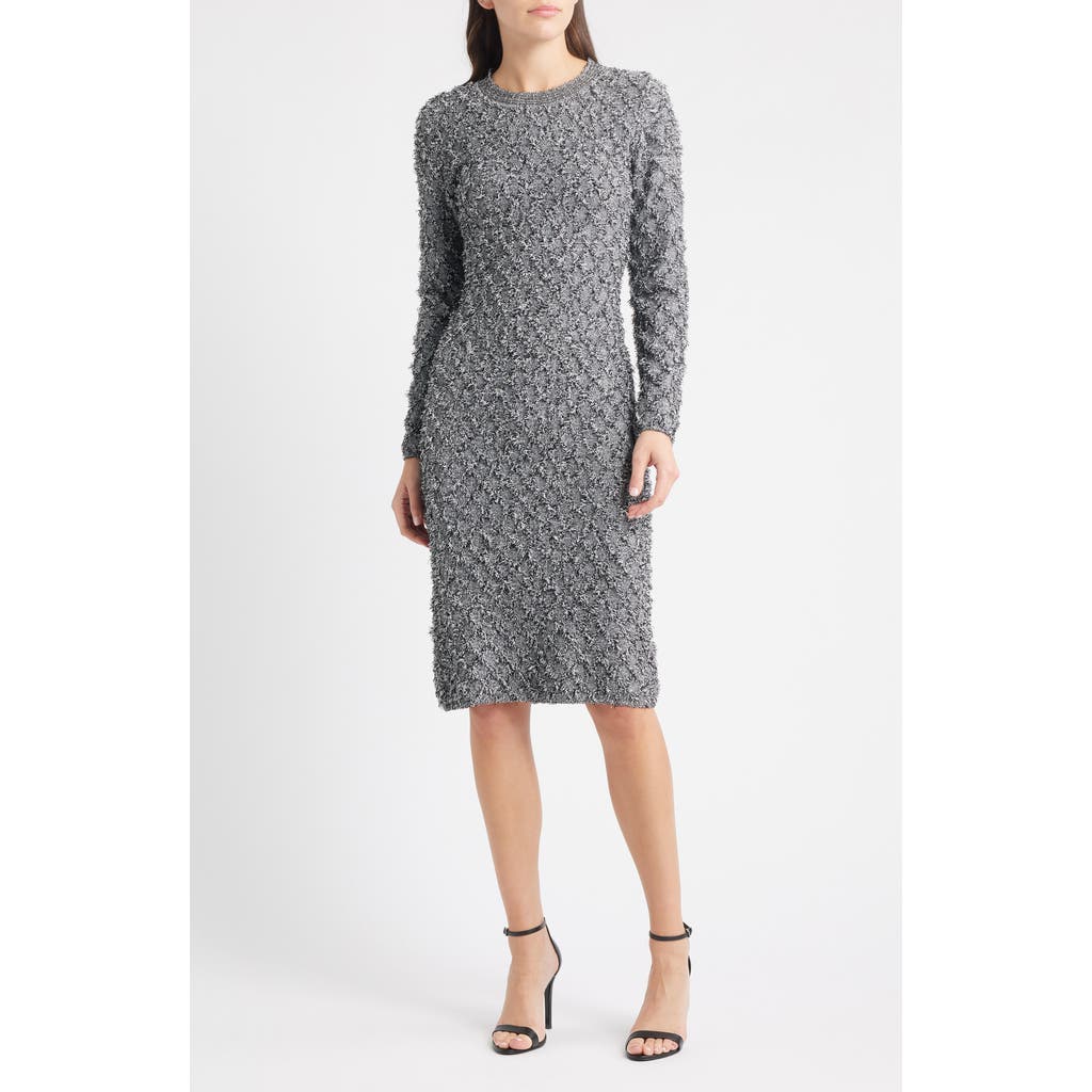KOBI HALPERIN Apollo Fringe Long Sleeve Sweater Dress in Black/White  product