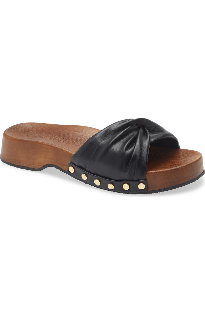 Ganni Tia Fairy Clog Slide Sandal, Main, color, Black