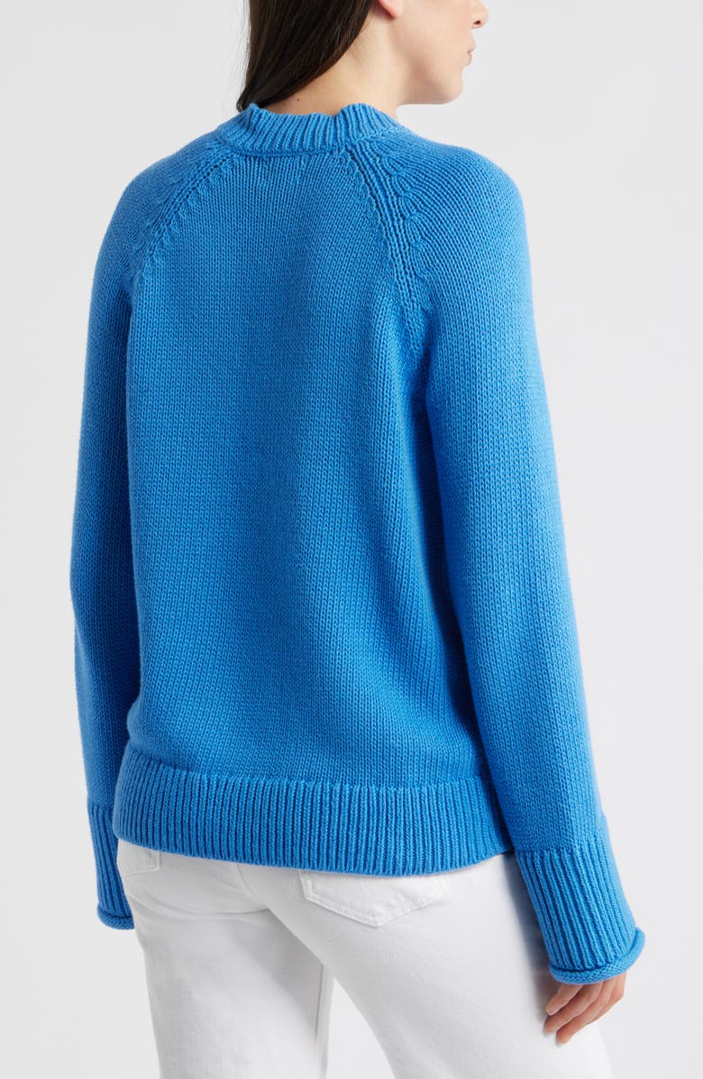 Caslon<sup>®</sup> Oversize V-Neck Cotton Sweater, Alternate, color, Blue Palace