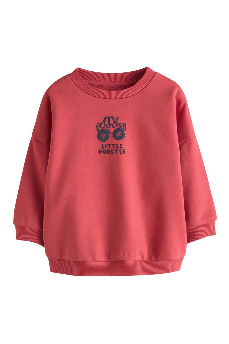 Kids' Little Monster Truck Cotton Blend Sweatshirt, Main, color, RED