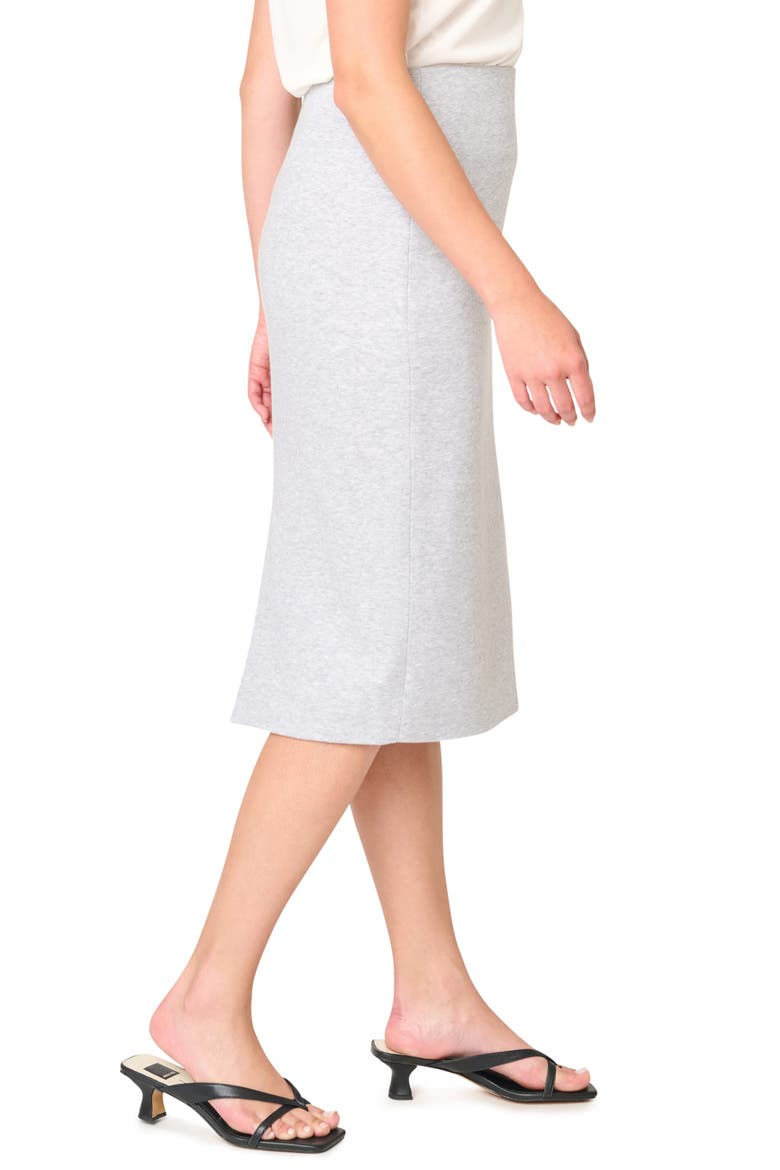 Cotton Blend Structured Knit Pencil Skirt, Alternate, color, HEATHER GREY