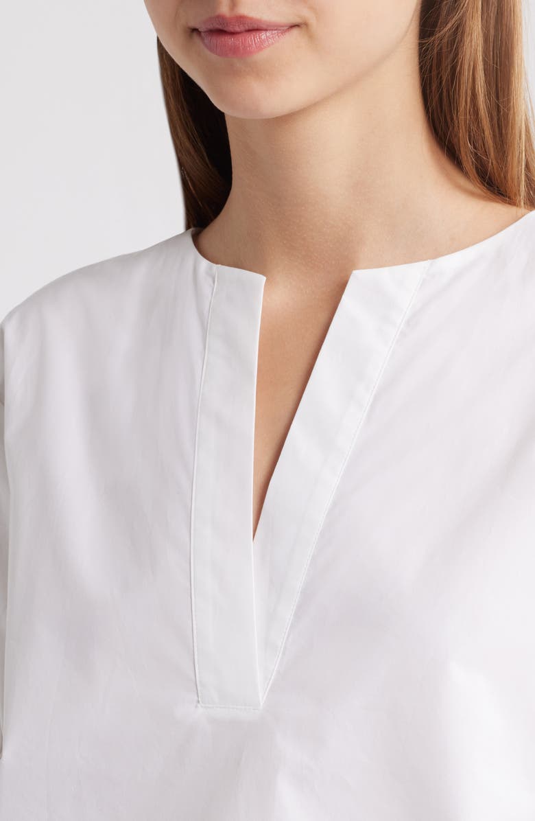 FRAME Split Neck Organic Cotton Popover Top, Alternate, color, White