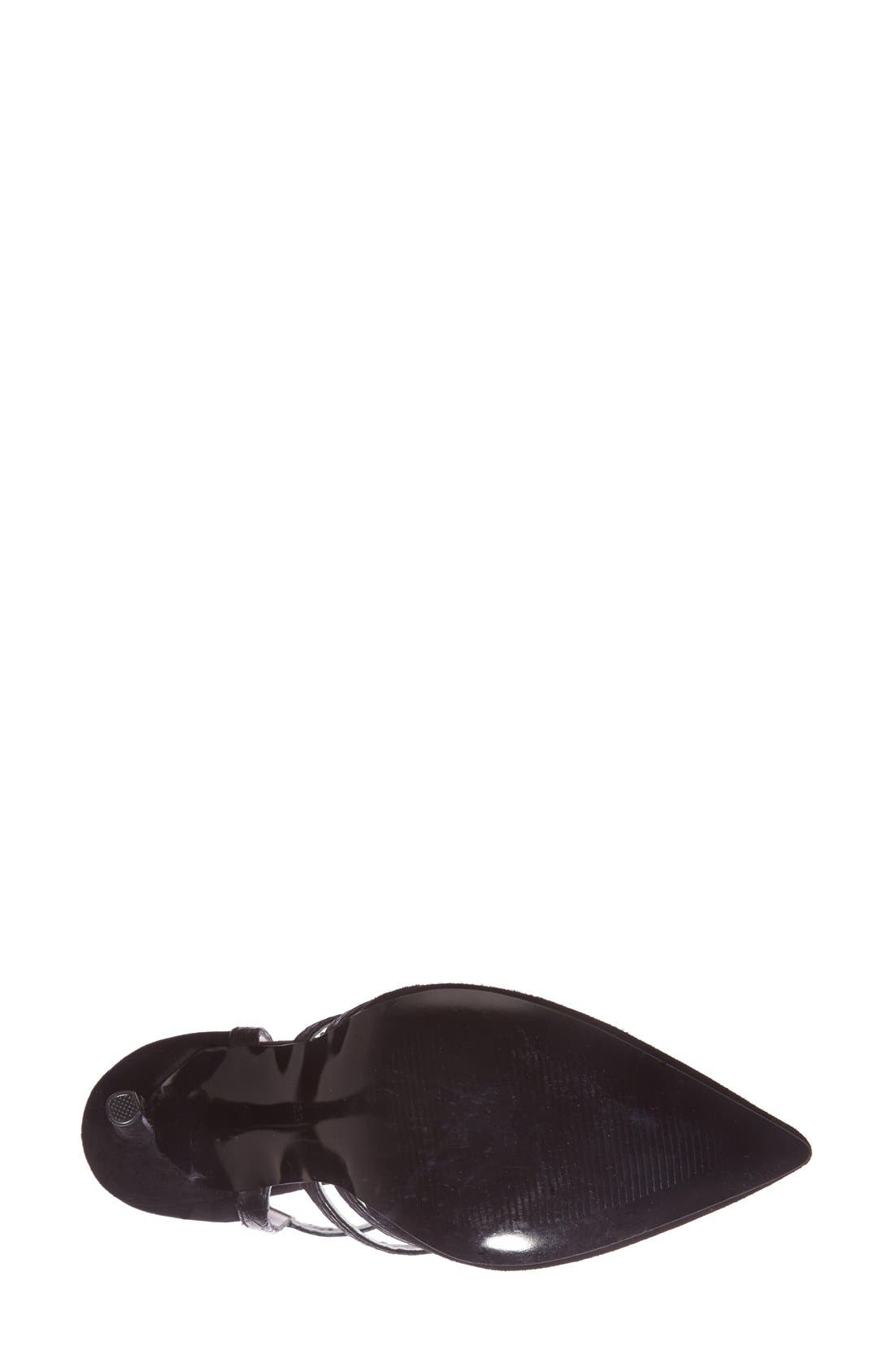 'Geneva' Strappy Mixed Media Pump, Alternate, color, BLACK