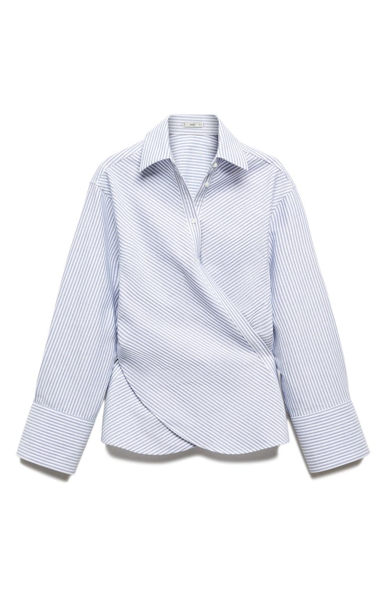 MANGO Pinstripe Wrap Shirt, Main, color, 
