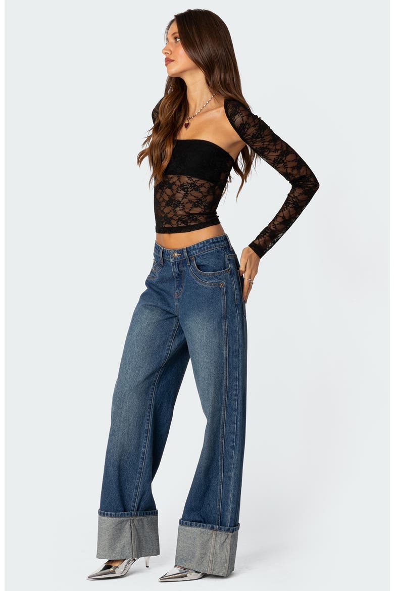 Addison Sheer Lace Top & Bolero Set, Alternate, color, BLACK