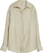 TOTEME Oversize Stripe Silk Button-Up Shirt