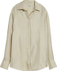 TOTEME Oversize Stripe Silk Button-Up Shirt