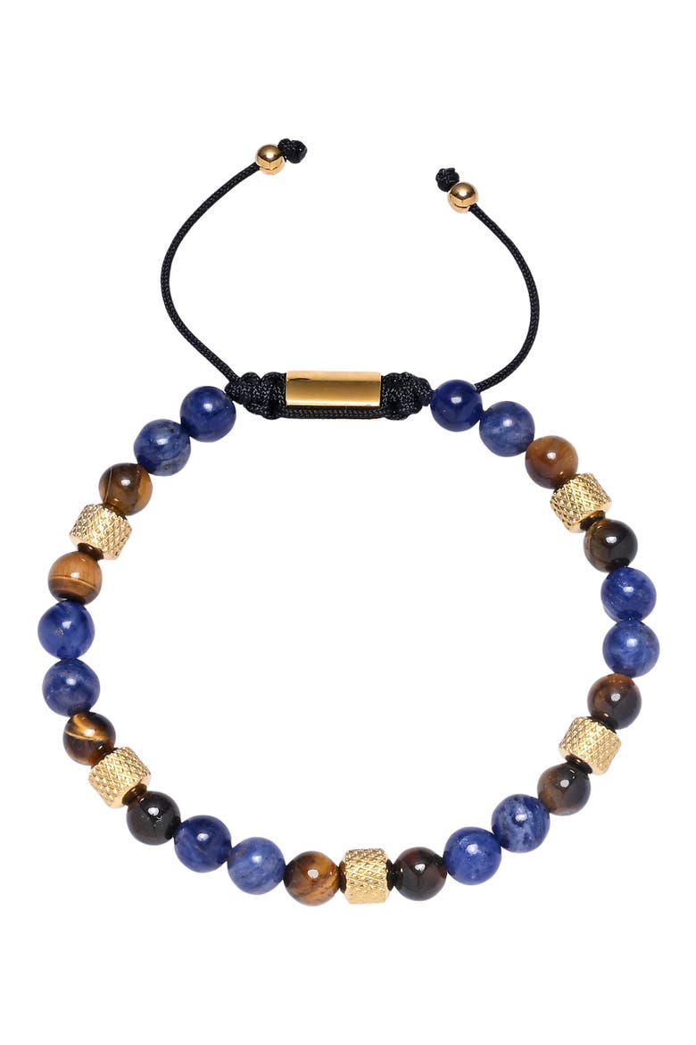 Ezra Semiprecious Stone Beaded Slider Bracelet, Main, color, GOLD