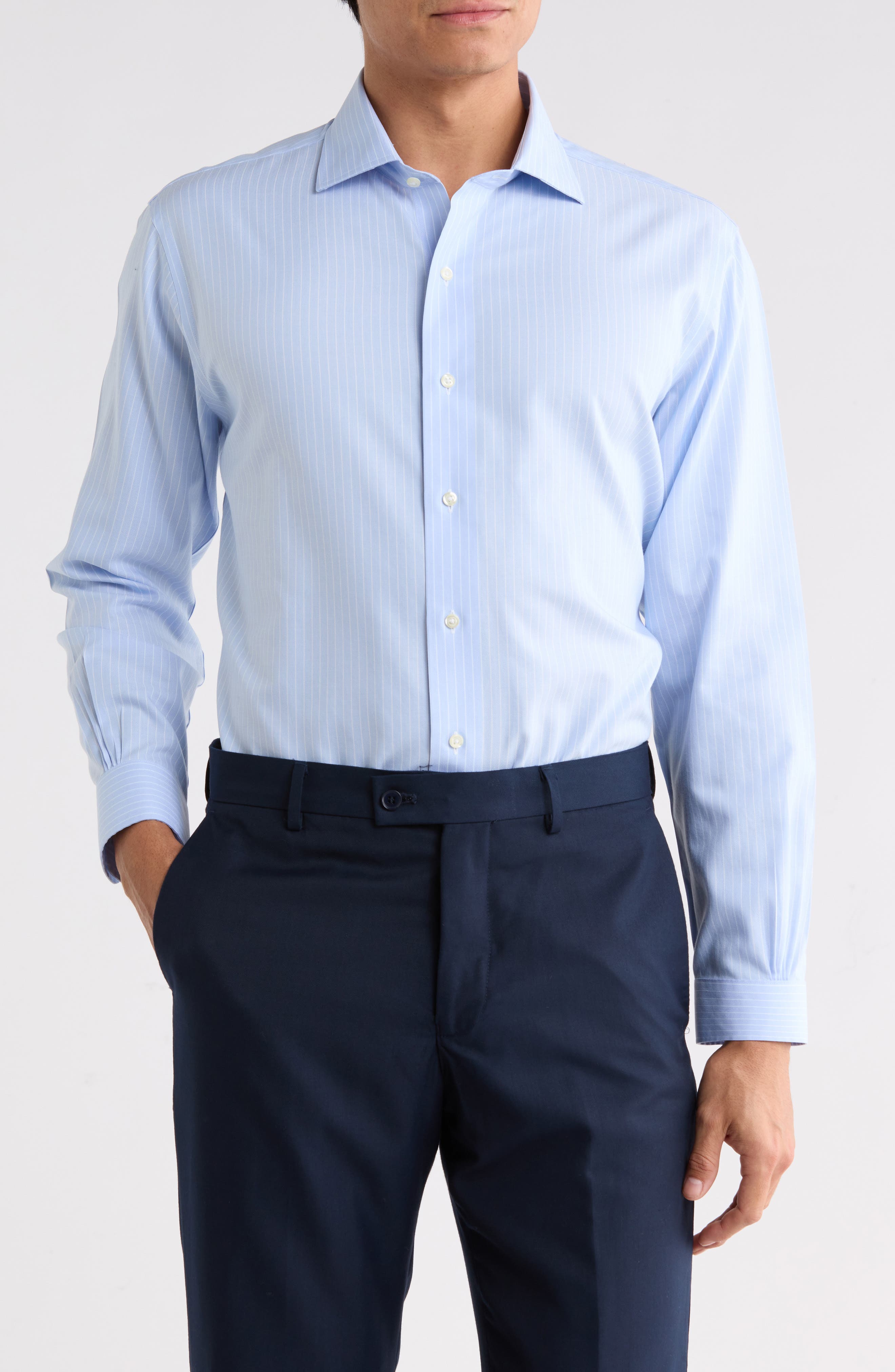 Regular Fit Pinstripe Cotton Dress Shirt
