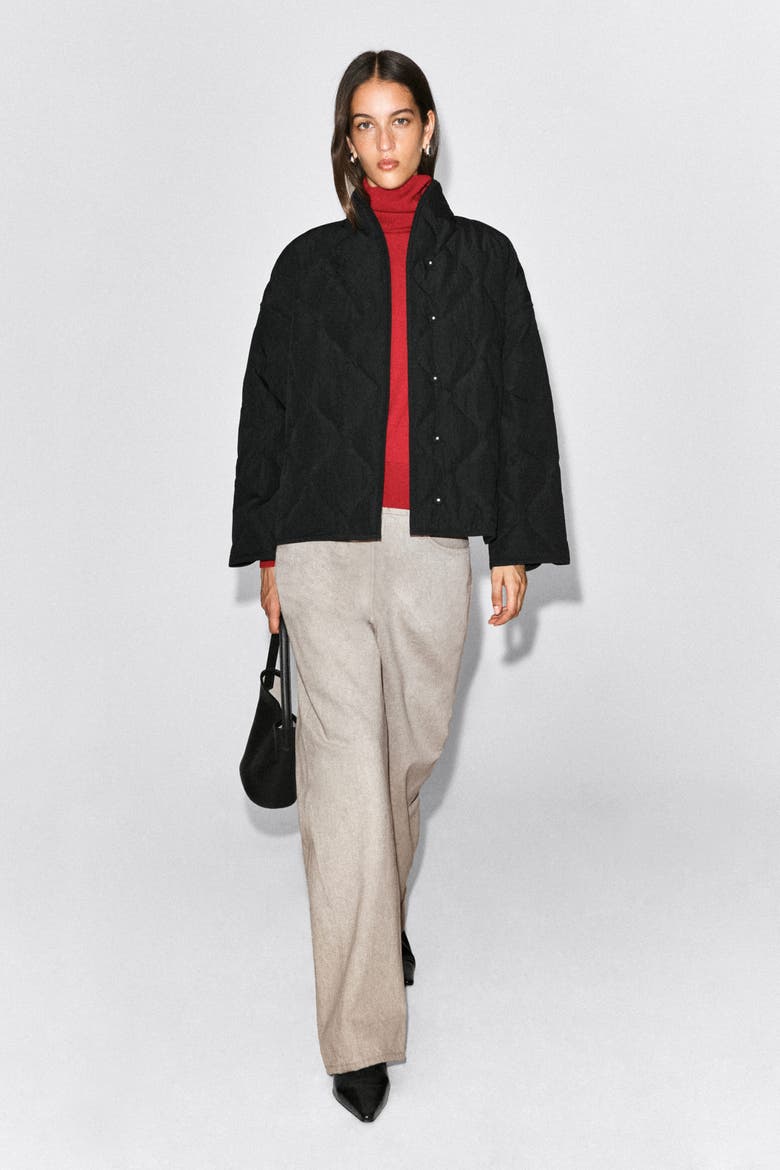 Shawl-Collar Quilted Jacket, Alternate, color, BLACK
