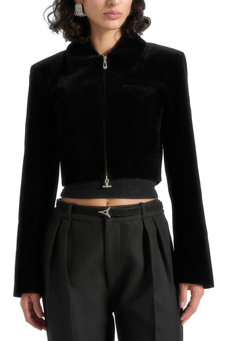 Adina Velvet Cropped Jacket, Main, color, Black