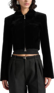 Manière De Voir Adina Velvet Cropped Jacket