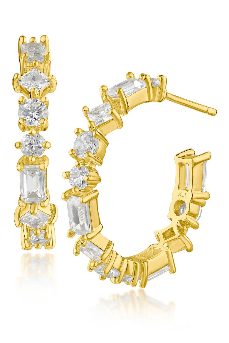 Assorted CZ Hoop Earrings, Main, color, CLEAR GOLD