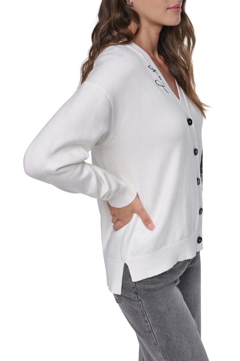 Heart Brushstroke Cardigan, Alternate, color, IVORY/ BLAC