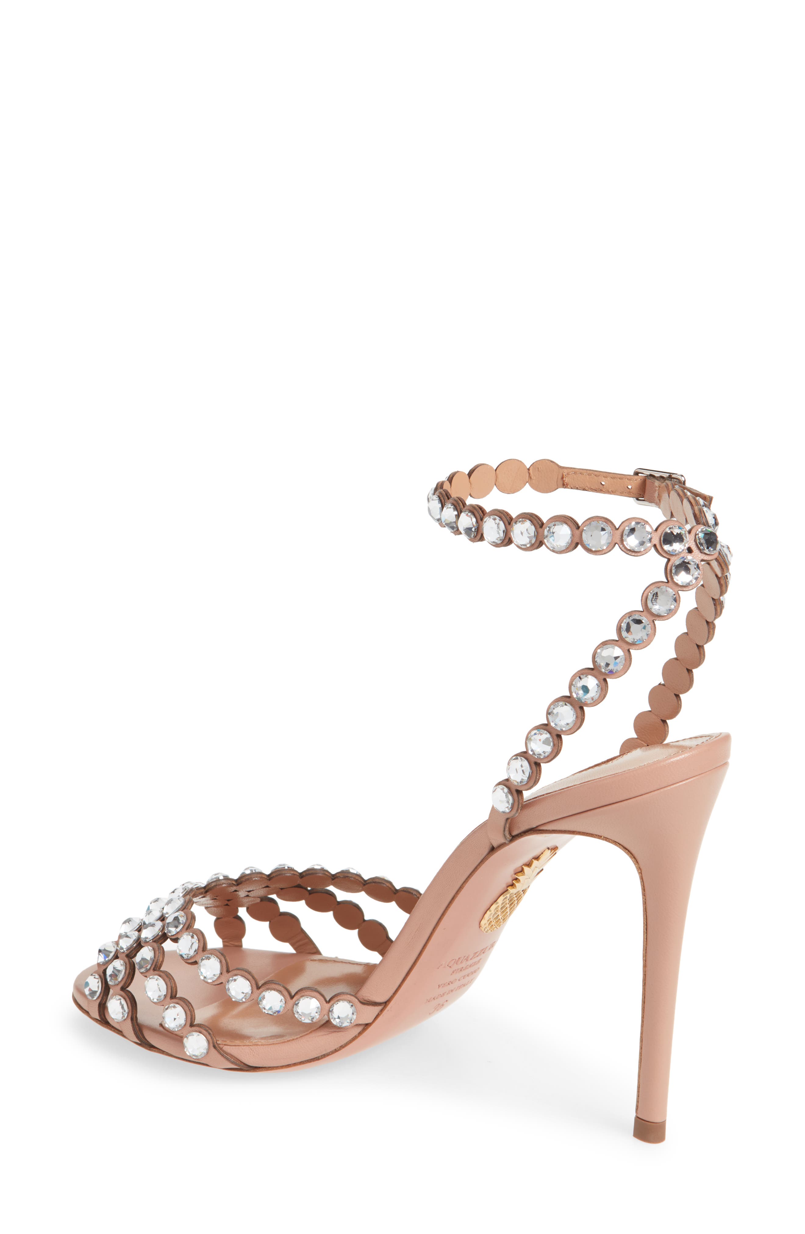 Aquazzura Tequila Crystal Embellished Ankle Strap Sandal, Alternate, color, 