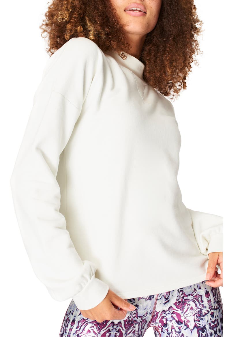 Recline Open Back Sweatshirt, Main, color, LILY WHITE