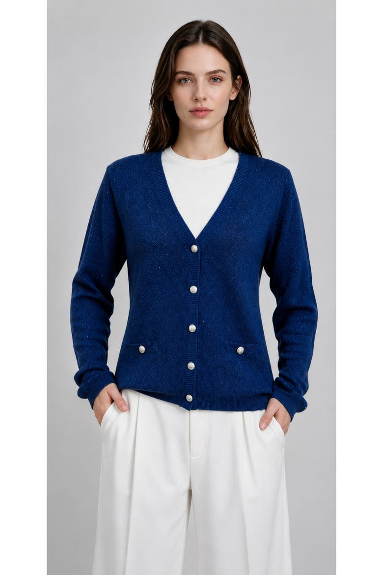 Refined Wool Blend V-Neck Cardigan, Main, color, Sapphire Blue