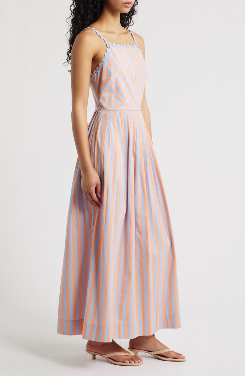 Saylor Imelda Stripe Cotton Fit & Flare Sundress, Alternate, color, Blue/ Peach