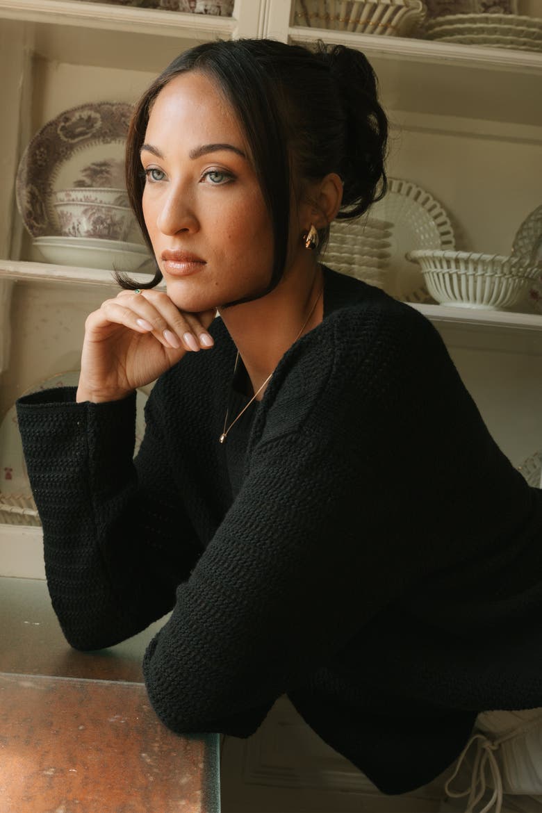 The Open Knit Long Sleeve Sweater, Alternate, color, INK