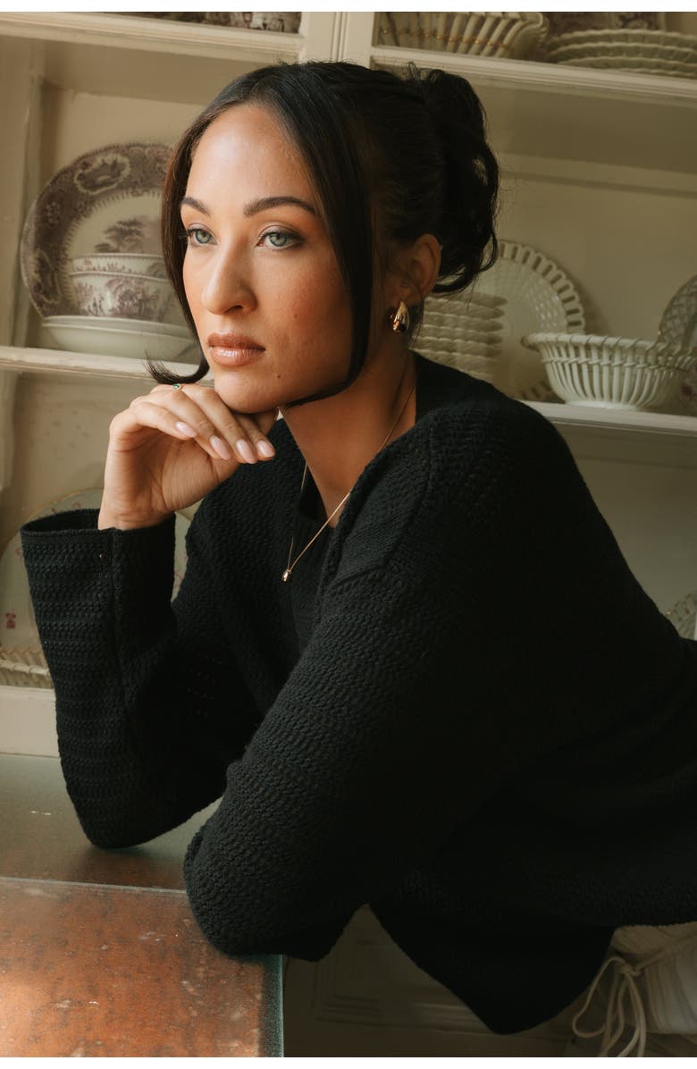 KADA The Open Knit Long Sleeve Sweater, Alternate, color, Ink