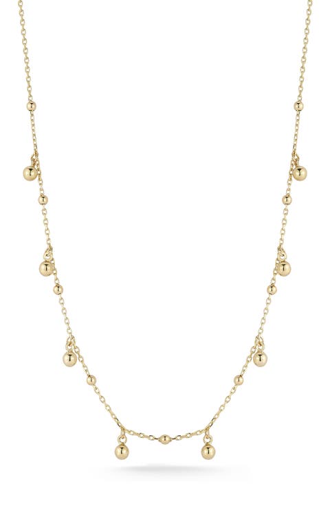 14K Gold Ball Charm Necklace