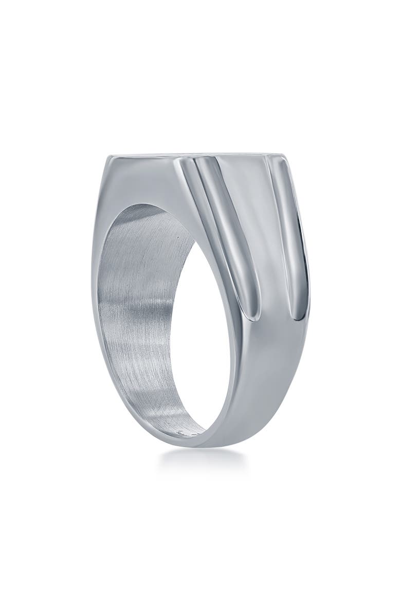 Men's Cubic Zirconia Pavé Signet Ring, Alternate, color, SILVER