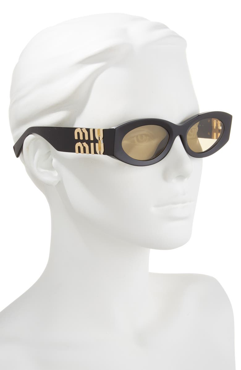 Miu Miu 54mm Rectangular Sunglasses, Alternate, color, Black/ Yellow