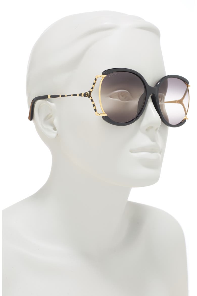 60mm Round Sunglasses, Alternate, color, BLACK BLACK GREY/ GRY