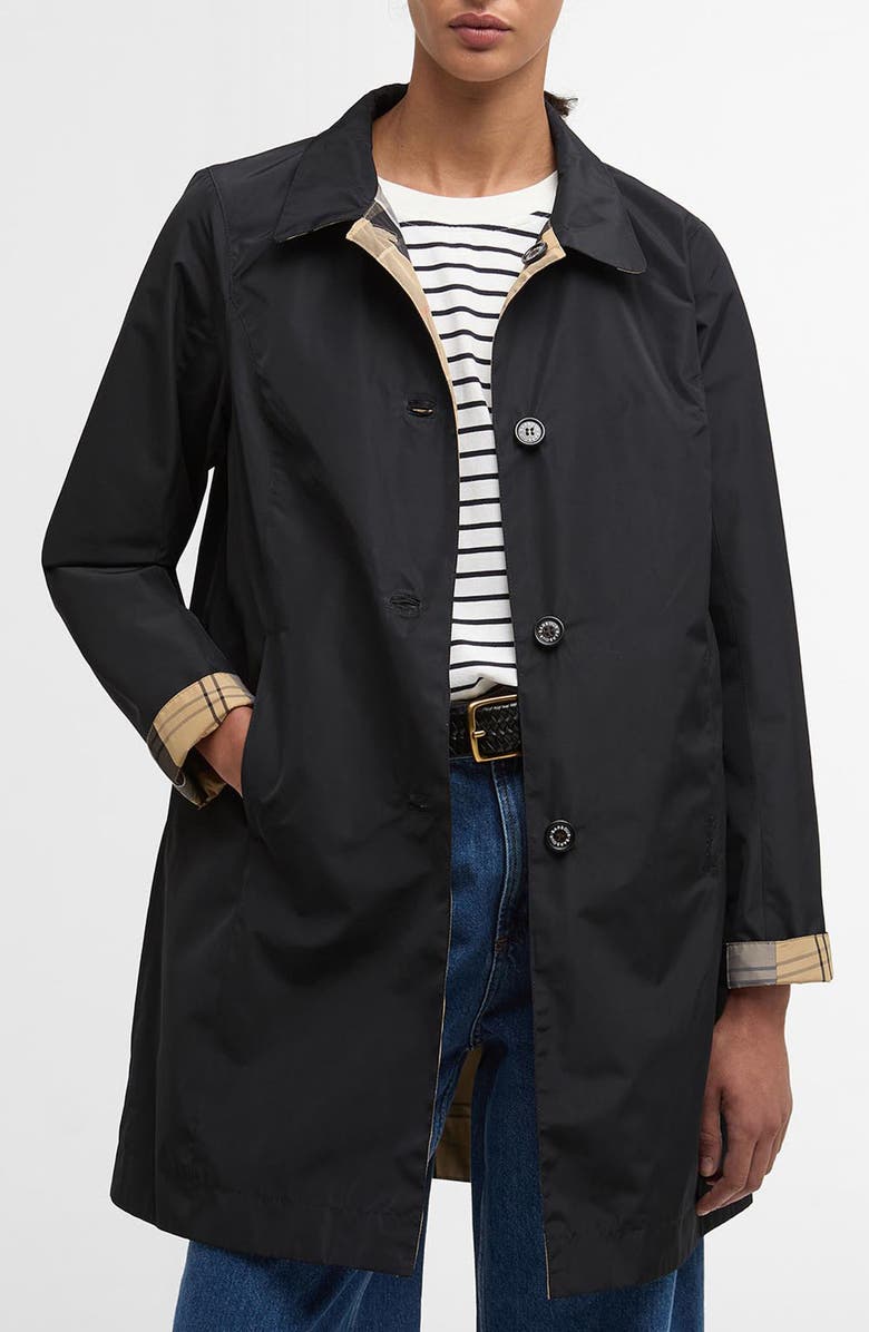 Barbour Babbity Reversible Raincoat, Main, color, Black/ Dress Tartan