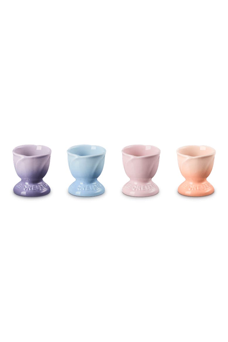 Stoneware Petal Set of 4 Egg Cups, Main, color, MULTI COLOR
