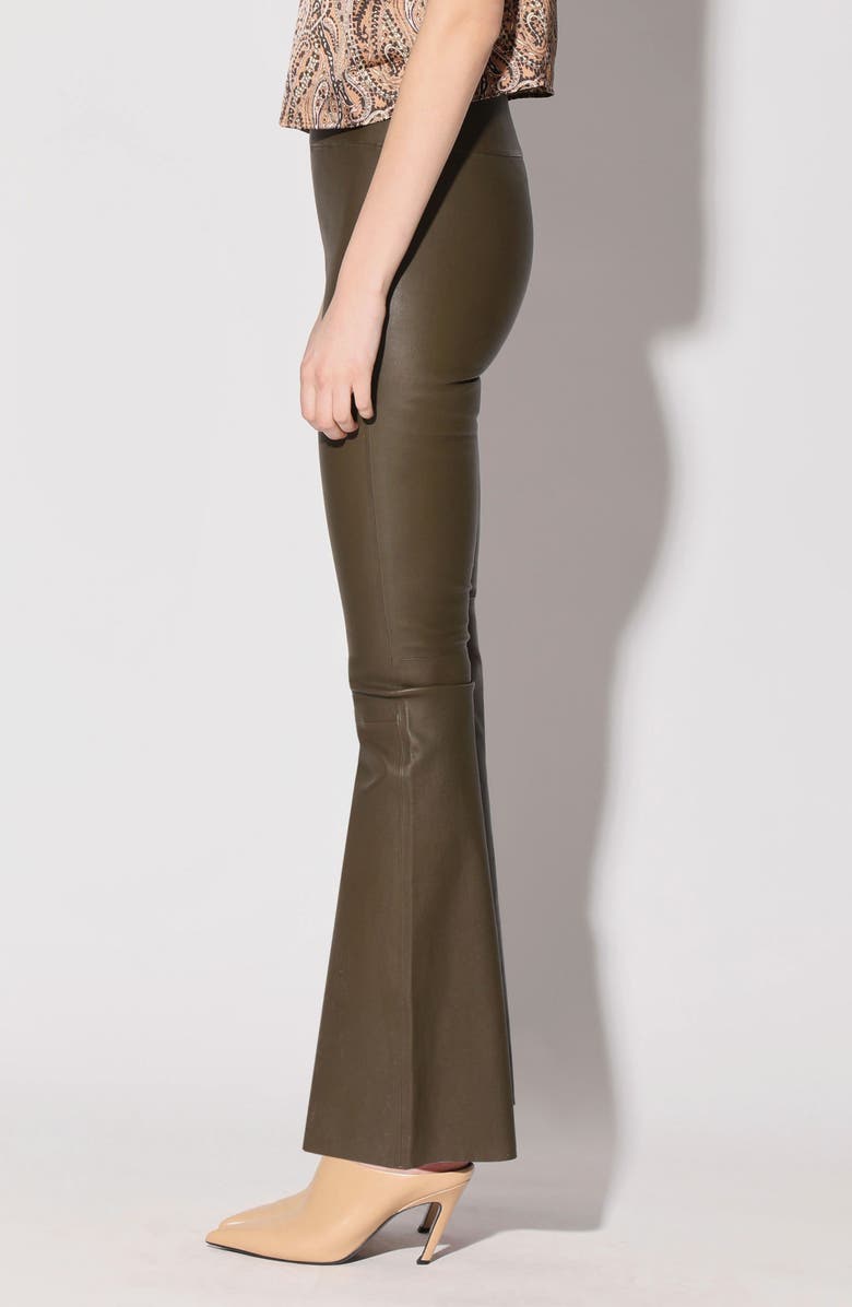 Walter Baker Lexie Leather Flare Leg Pants, Alternate, color, Moss