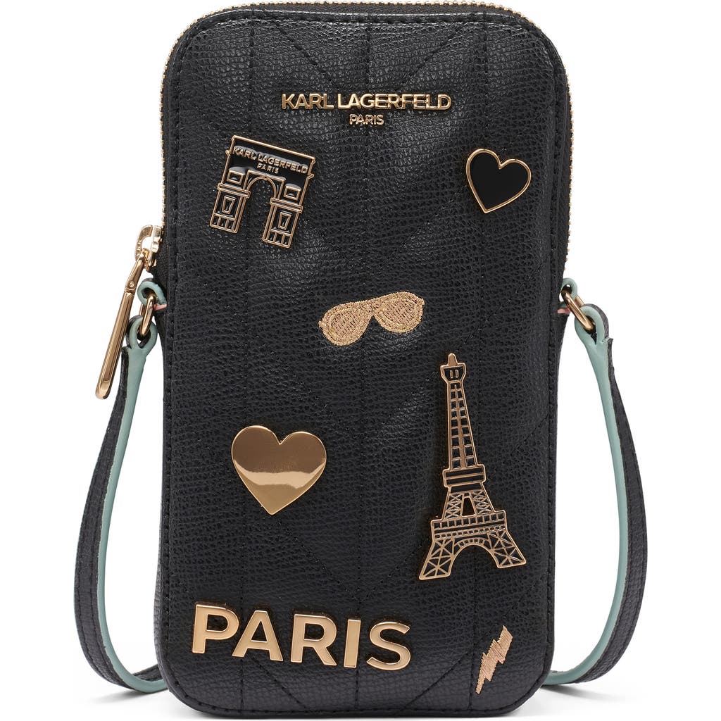 Karl Lagerfeld Paris Maybelle Wallet On A Chain In Black/ Gold