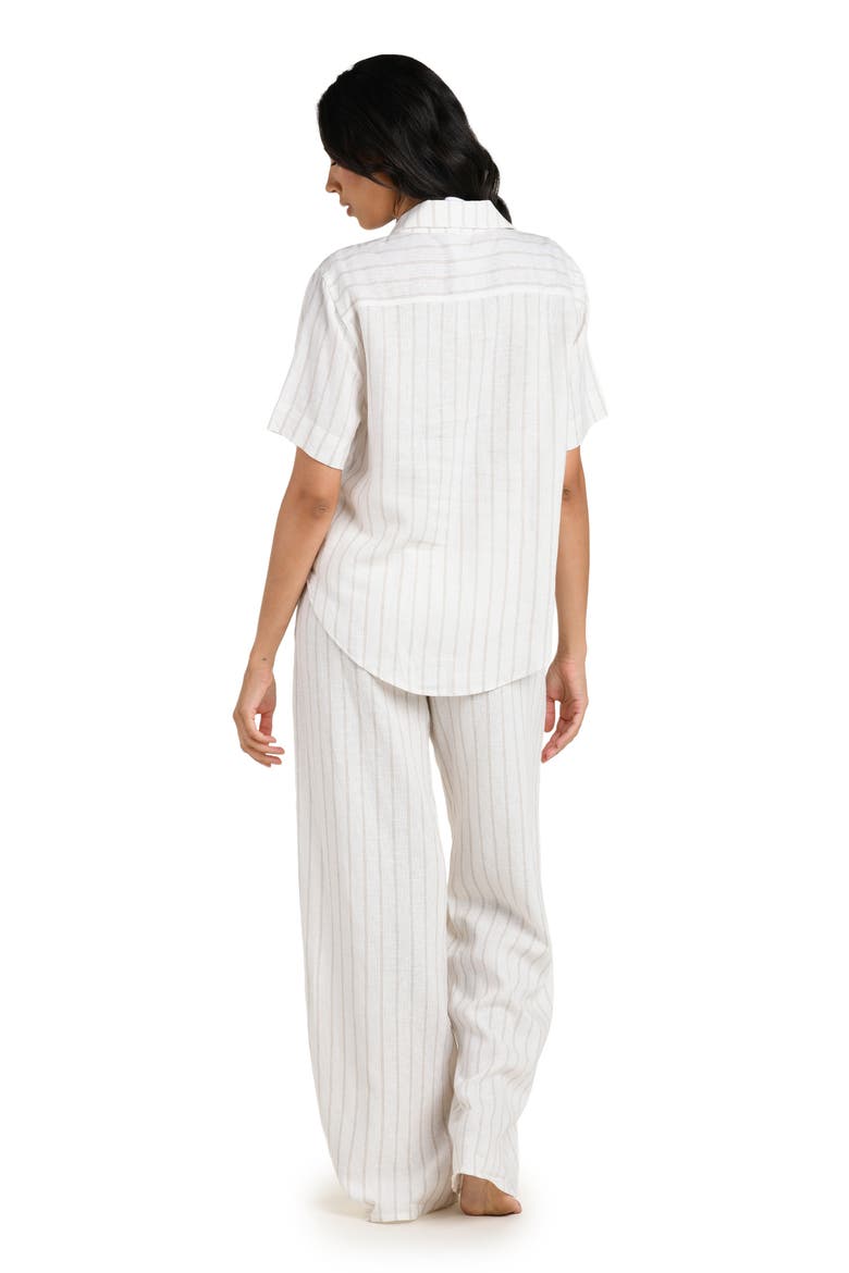 Delphine Coast Knotted Linen Blend Cover-Up Shirt, Alternate, color, CREAM