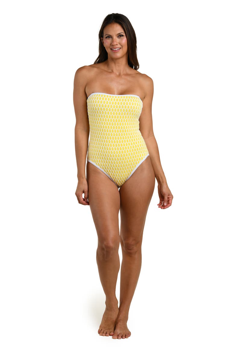 Prep Bandeau Cutout One-Piece Swimsuit, Alternate, color, SOLEIL
