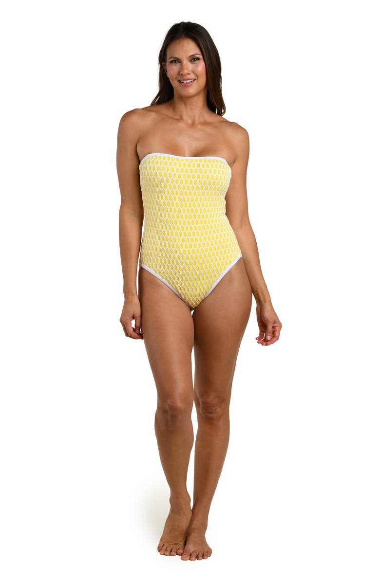 La Blanca Prep Bandeau Cutout One-Piece Swimsuit, Alternate, color, Soleil