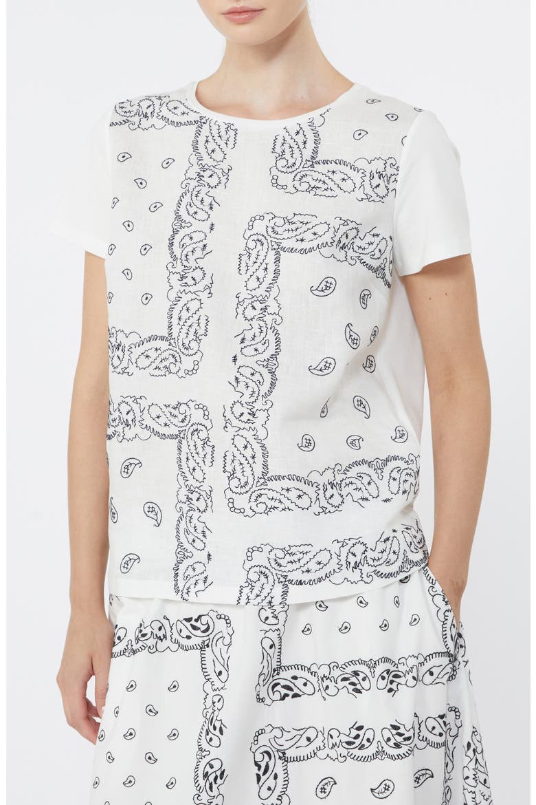 Bandana Print Mixed Media Tee, Alternate, color, WHITE