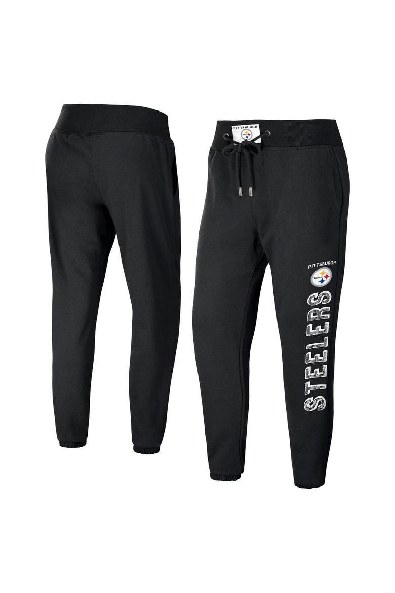 Women's WEAR by Erin Andrews Black Pittsburgh Steelers French Terry Jogger Pants, Main, color, Black