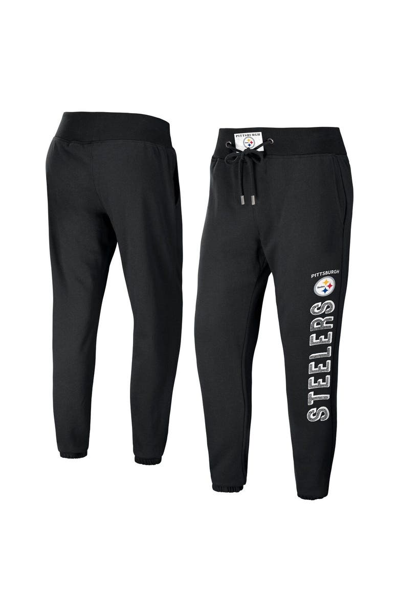 WEAR by Erin Andrews Women's WEAR by Erin Andrews Black Pittsburgh Steelers French Terry Jogger Pants, Main, color, 