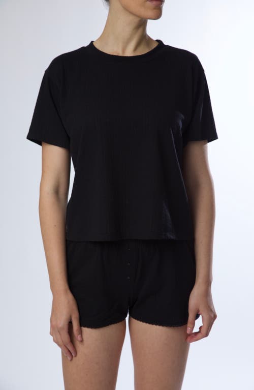 Andine Holland Pointelle Stitch Pajama T-Shirt in Black 