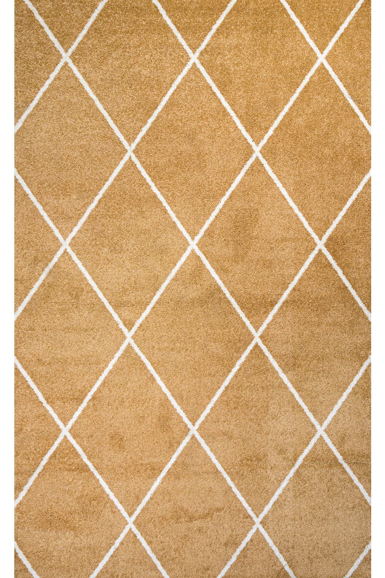 Cole Minimalist Diamond Trellis Area Rug, Main, color, Gold/White