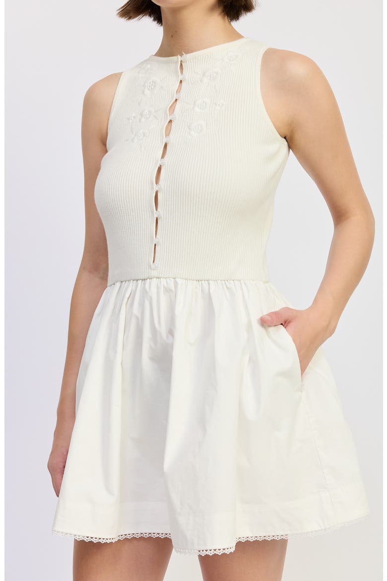Candace Mixed Media Minidress, Alternate, color, WHITE
