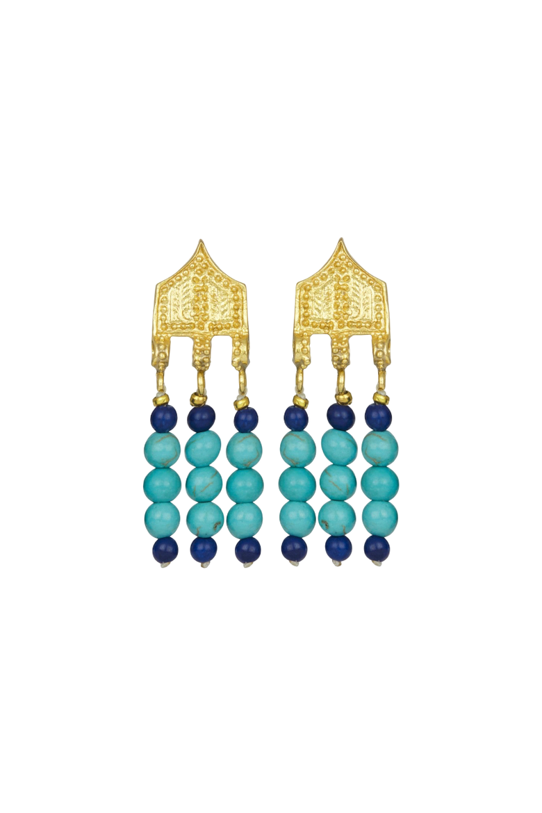 Riva Bead Drop Earrings, Main, color, Gold