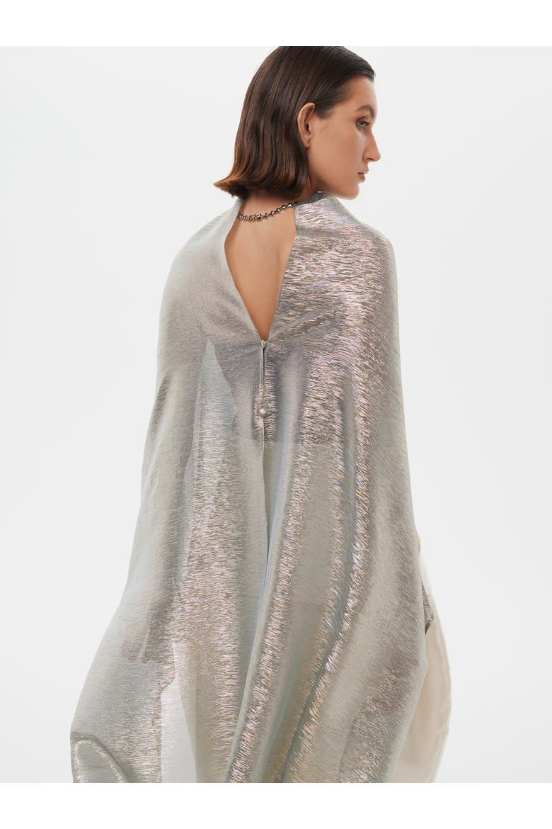 Metallic Silk Blend Party Cape, Alternate, color, Metalic