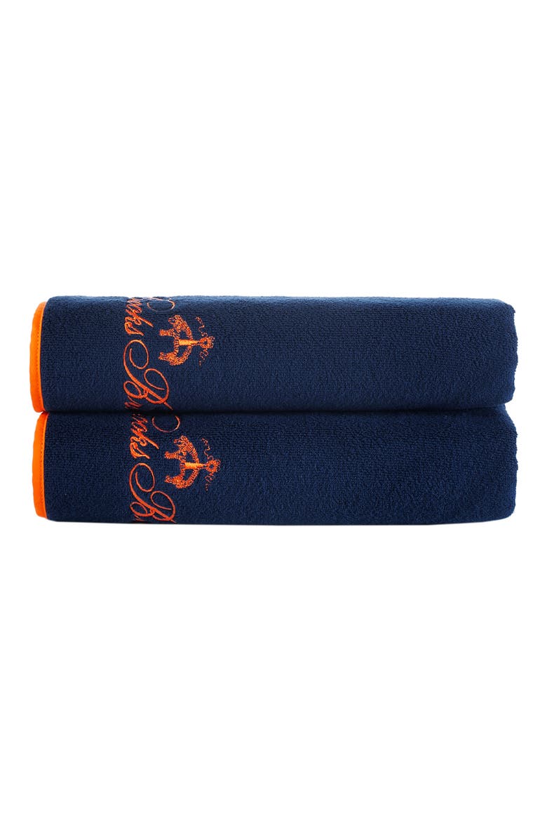 Contrast Frame Cotton Towel Set, Main, color, NAVY
