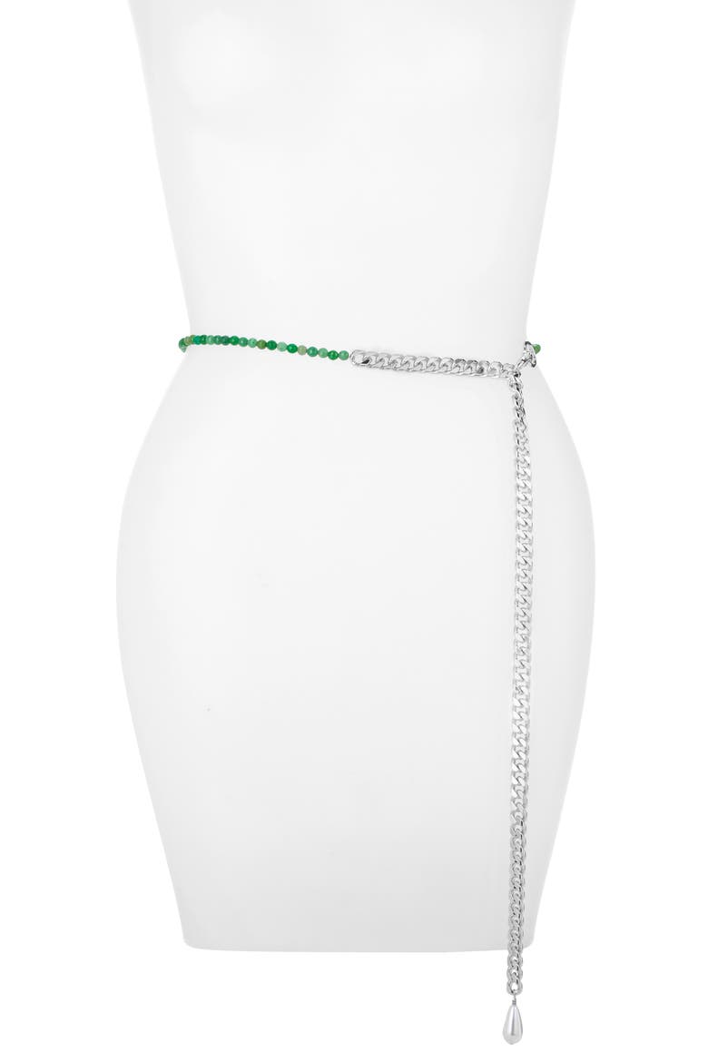 50/50 Jade Belly Chain, Main, color, SILVER