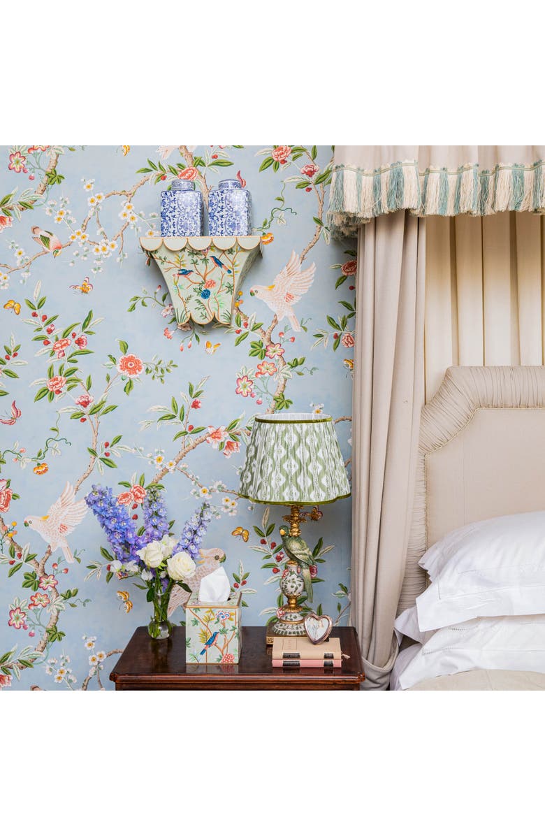 Mrs. Alice Chinoiserie Tole Tissue Box, Alternate, color, Green