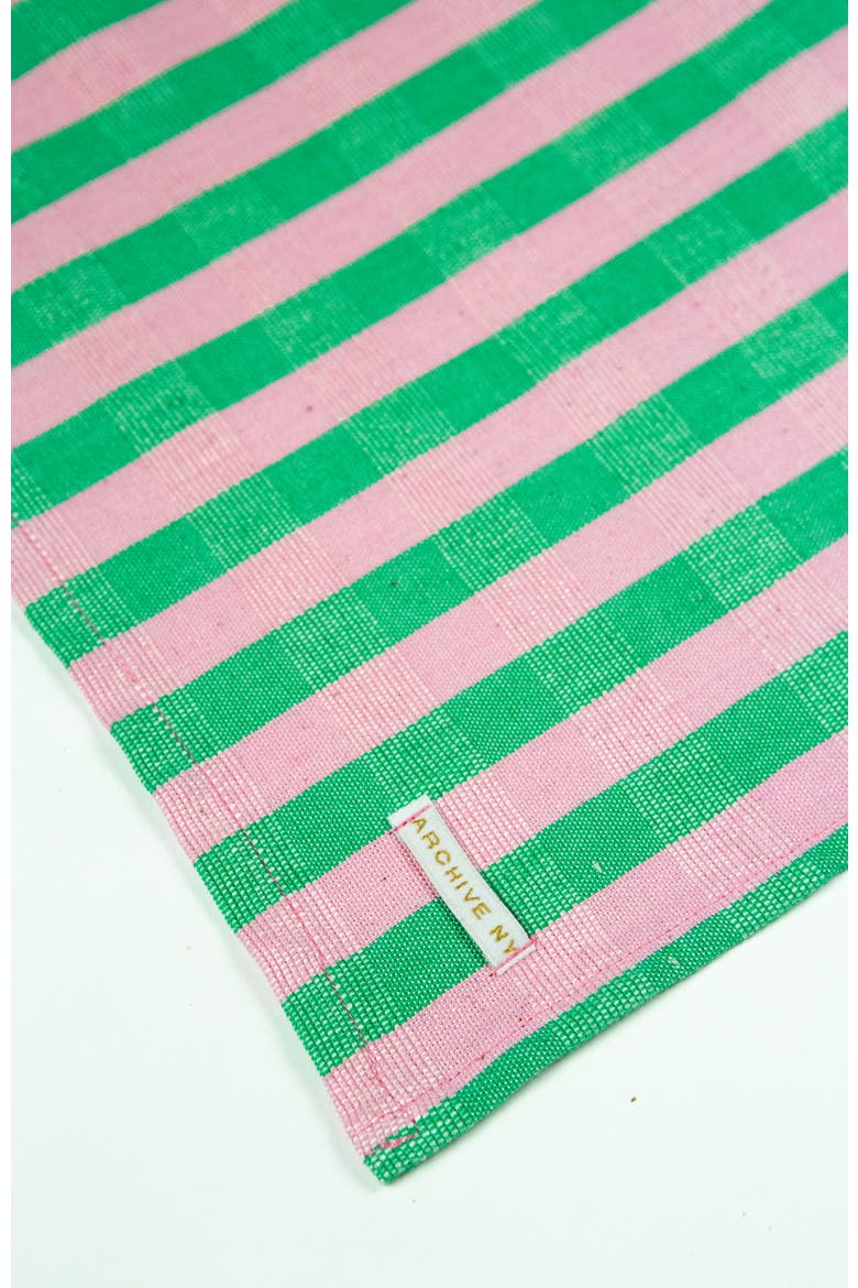 Handwoven Colorful Striped Cotton Table Runner, Alternate, color, Green