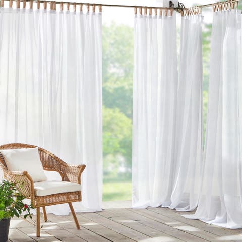 Darien Solid Indoor/outdoor Sheer Adhesive Loop Tab Top Window Curtain Panel